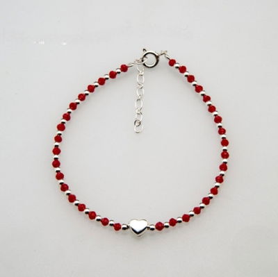 Pulsera de Plata 925 con Cristal Checo y Dije Corazón