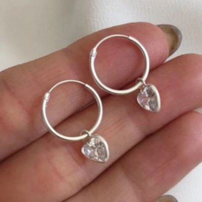 ARO PLATA ARGOLLA DIJE CORAZON ZIRCON