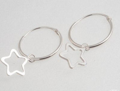 ARO PLATA ARGOLLA DIJE ESTRELLA CALADA