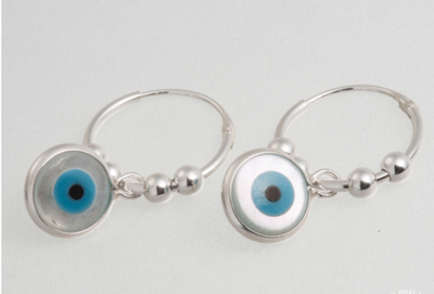 ARO PLATA ARGOLLA CON DIJE OJITO Y BOLITAS