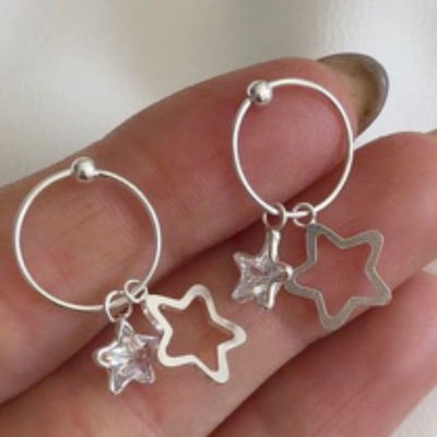 ARO PLATA  ARGOLLA ESTRELLA ZIRCON 