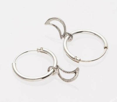 ARO ARGOLLA PLATA 925 DIJE LUNA