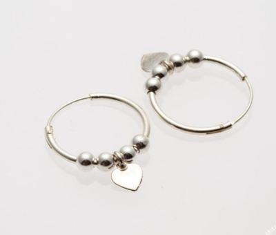 ARO ARGOLLA PLATA DIJE CORAZON Y BOLITAS