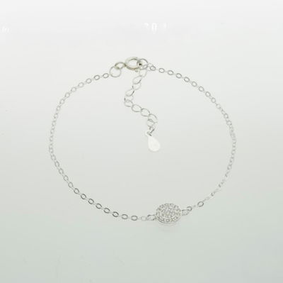 PULSERA PLATA CON CIRCULO MICROPAVEE