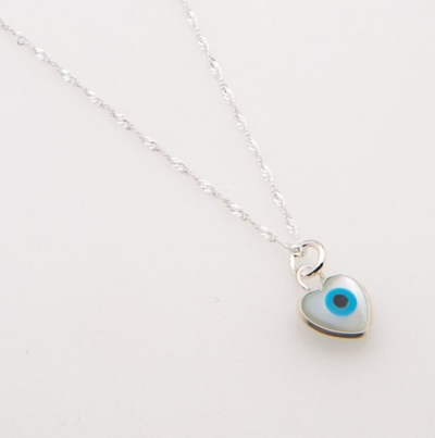 COLLAR PLATA DIJE OJO TURCO CORAZON