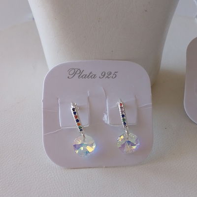 AROS PLATA MONEDA 6MM CRISTAL SWAROSKI