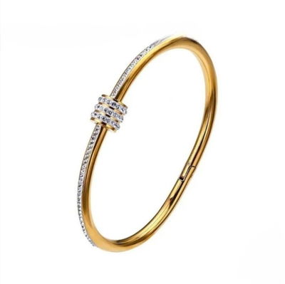 PULSERA RIGIDA DORADA ZIRCONES