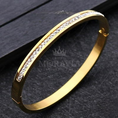 PULSERA RIGIDA DORADA CON CRISTALES