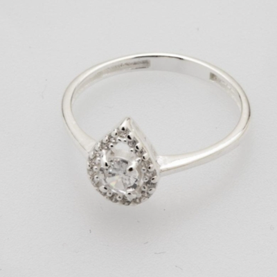 ANILLO PLATA 925 GOTA ZIRCON Y CRISTALES