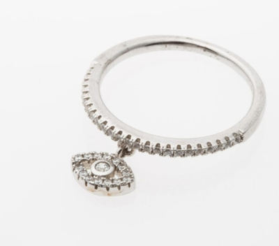 ANILLO PLATA 925 CON CRISTALES DIJE OJO TURCO