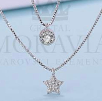 COLLAR DOBLE PLATA CRISTALES