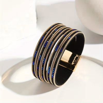 Pulsera Bohemia de Dos Tonos con Cristales Brillantes