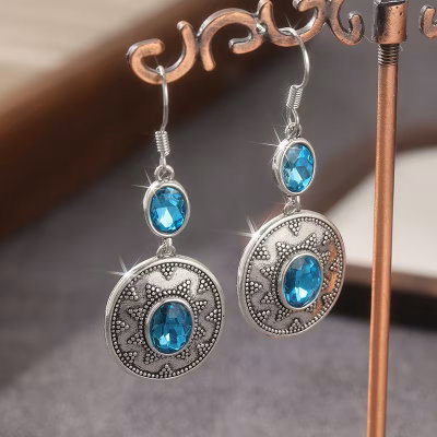 Aros colgantes de zircon Turquesa