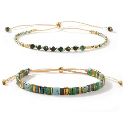 Pulsera Doble Cuentas de Vidrio