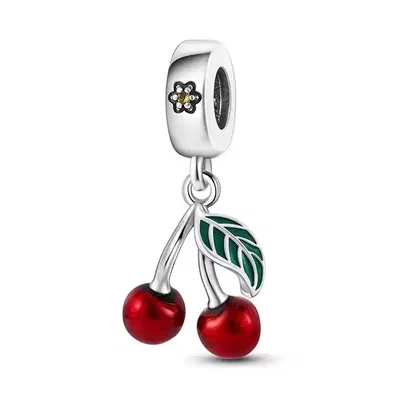 Charm Cereza Plata 925 con Circonia Cúbica y Esmalte Rojo