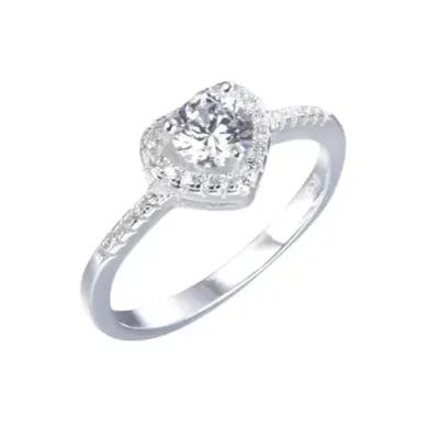 Anillo Cintillo Corazón Plata 925 con Cubic Zirconia