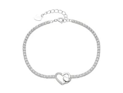 Pulsera Dos Corazones Plata 925 con Circonia Cúbica