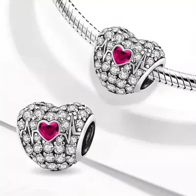 Charm Corazón Plata 925 con Cubic Zirconia Engarzados