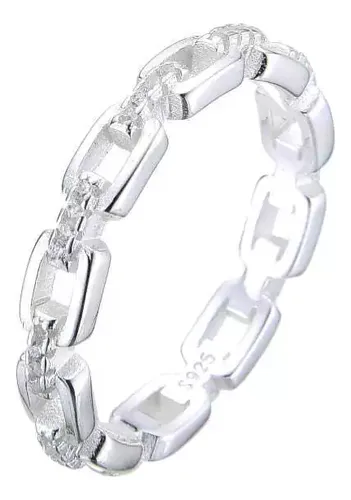 Anillo Eslabón Plata 925 con Circonia Cúbica