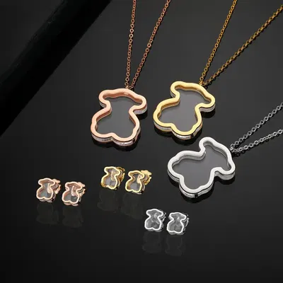 Collar y Aros Plata 925 y Cristal Touss baño en Oro