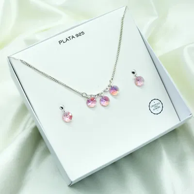 COLLAR Y AROS LUCY Plata 925 y Cristal Swaroski