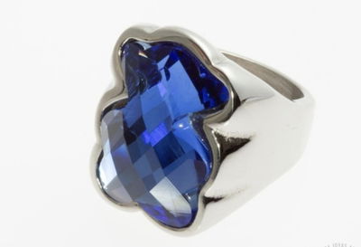 Anillo Clasico Acero Italiano Cristal Checo