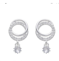 Aros Plata 925 doble Circulo con Micropavee