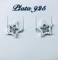 Aros Estrella Plata 925 Rodinado y Micropavee