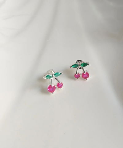 AROS PLATA 925 Y ZIRCONES Cerezas