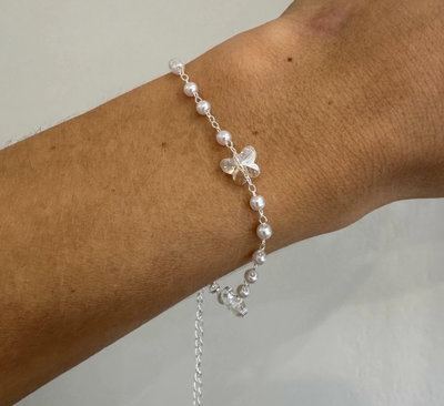 Pulsera Plata Cristal Marisposa
