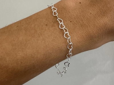 Pulsera Plata Corazones