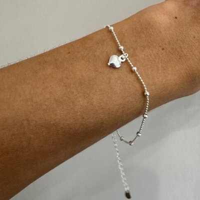 Pulsera Plata Dije Corazon
