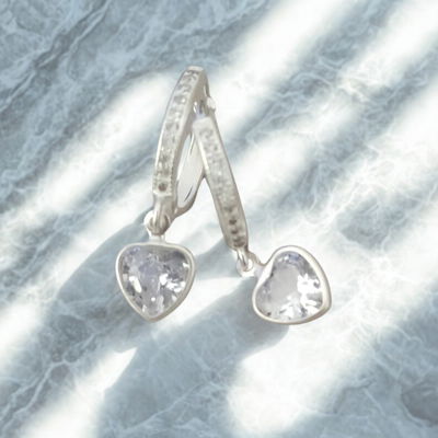AROS CORAZÓN – Plata 925 con Micropavé y Dije de Zircon