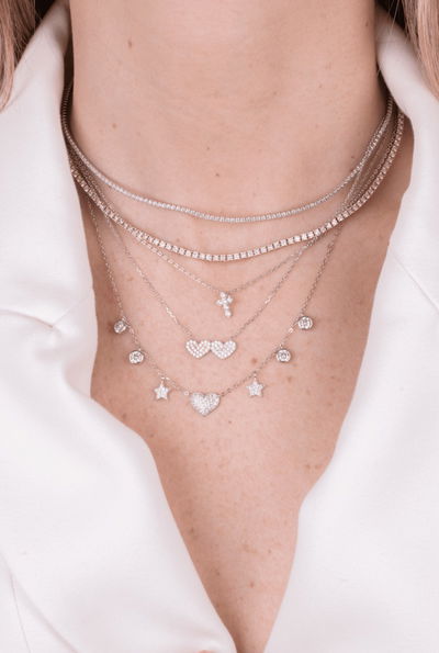 COLLAR CORAZÓN MICROPAVÉE Y DIJES – Plata 925 | Lua Zirconia Collection