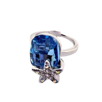 ANILLO CIELO – Plata 925 con Cristal Swarovski Celeste y Estrella Micropavé