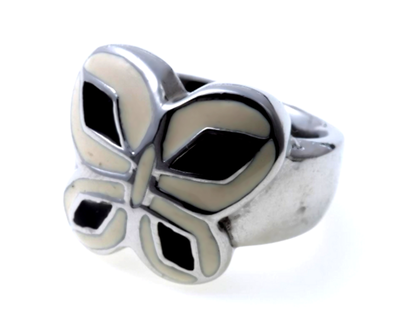 ANILLO MARIPOSA – Acero con Detalles B/N 