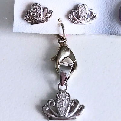 SET REINA – Dije y Aros Plata 925 Rodinada con Cristales Micropavée