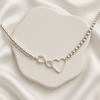 COLLAR INFINITO LOVE – Plata 925 con Bolitas