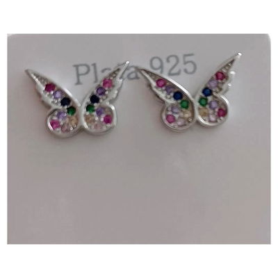 AROS MARIPOSA – Plata 925 Rodinada Multicolor | Lua Zirconia Collection