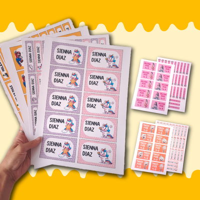 Set x3 Planchas de Etiquetas Escolares (para recortar)