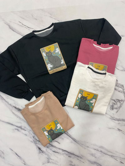 Buzo Algodon Frizado Estampado - Gato Negro