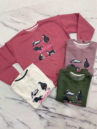 Buzo Algodon Frizado Estampado - Gatitos