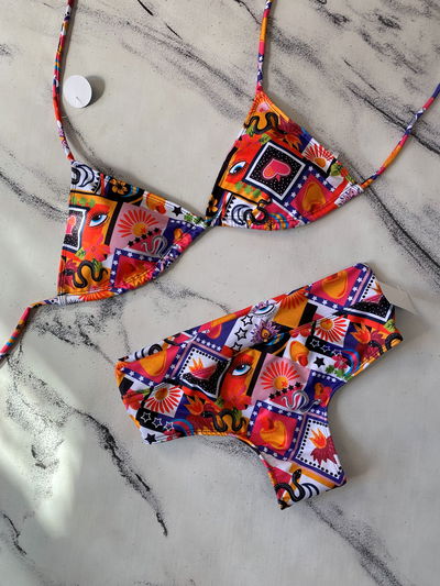 Bikini Tiro Alto Less Bombay Psicodelica