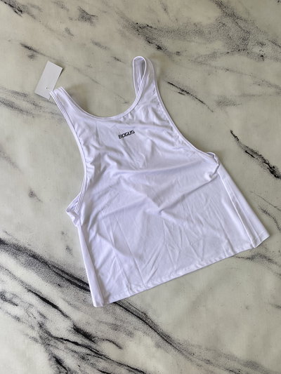 Muscu con Tajo Lycra Liviana - Blanca