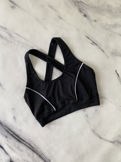 Top Cruzado Lycra Vena - Negro