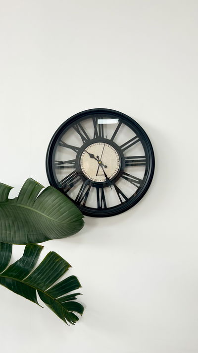 reloj gigante decoración pared analogico  45 cm negro 