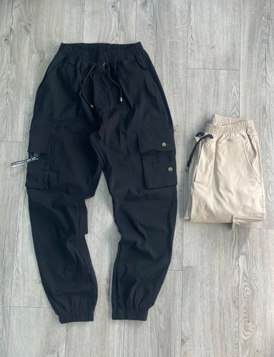 JOGGER CARGO LISO NEGRO BENGALINA