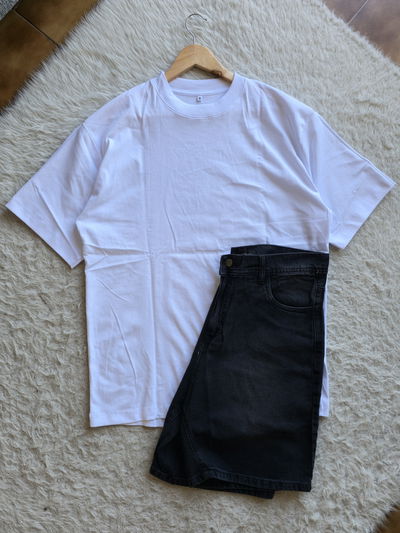 Combo Remera lisa + Bermuda mom