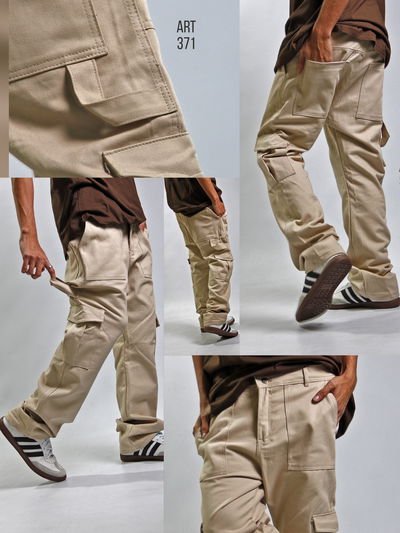 Pantalón cargo gabardina beige art 371