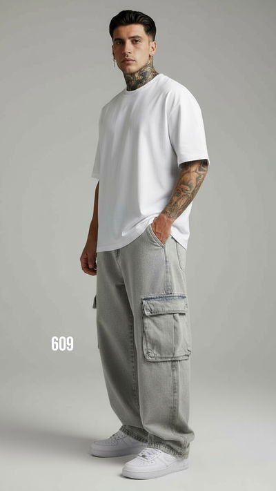 Pantalon de jean baggy cargo Art - 609